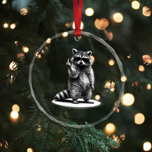Raccoon Meme Crystal Glass Ornament Middle Finger Trash Panda Sarcastic Humor TS10 Print Your Wear