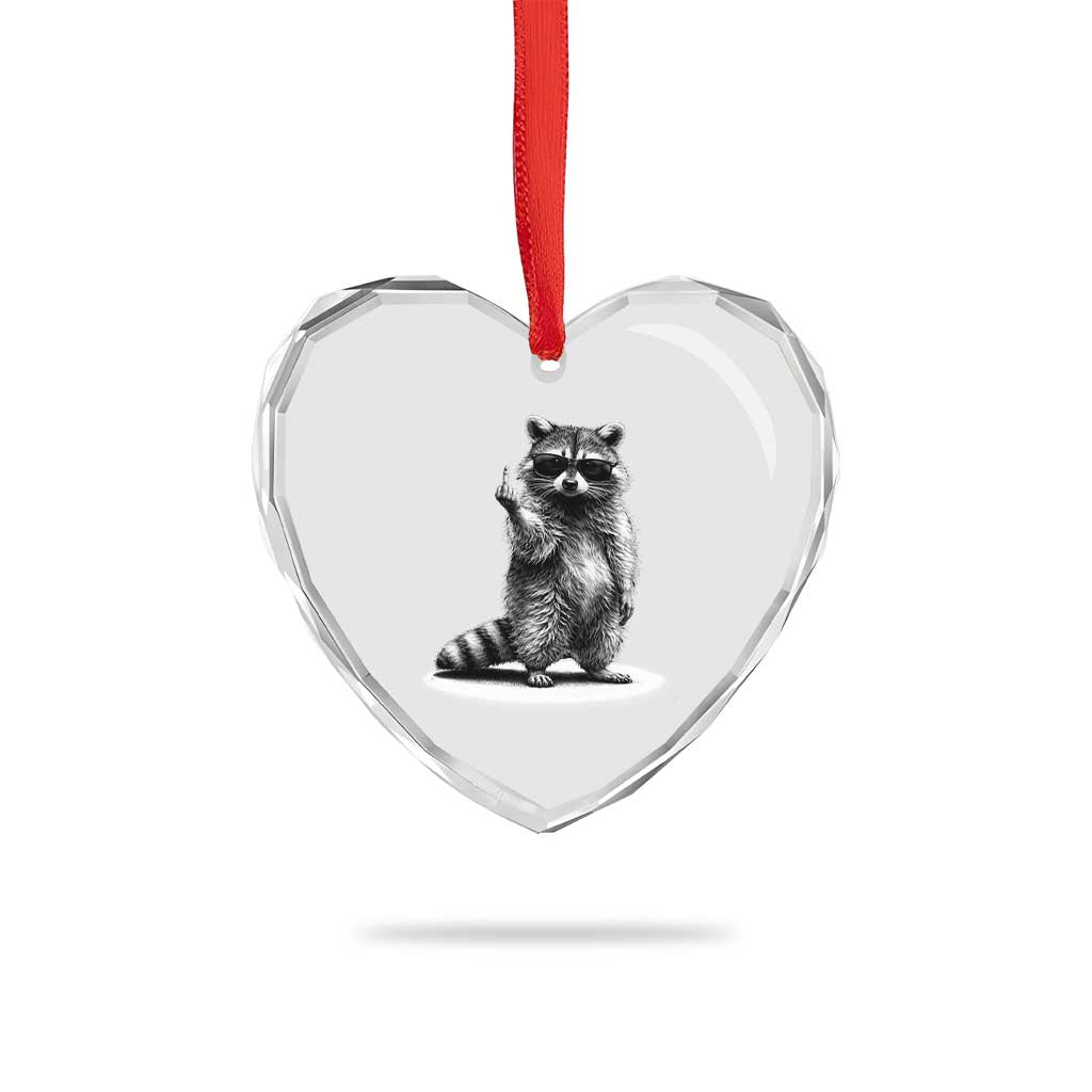Raccoon Meme Heart Crystal Glass Ornament Middle Finger Trash Panda Sarcastic Humor TS10 Print Your Wear