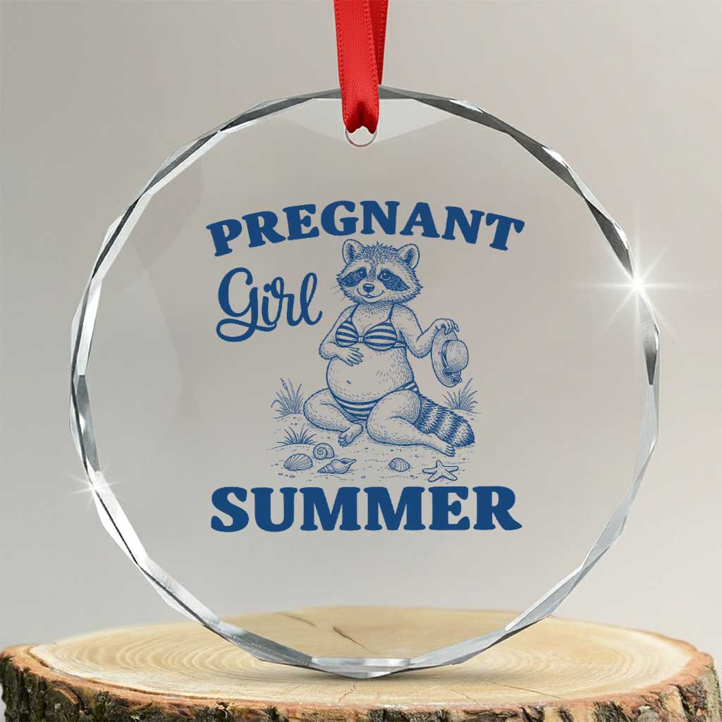 Raccoon Pregnancy Announcement Crystal Glass Ornament Summer Beach Mom To Be Gift TS12 Transparent Glass 3'' Circle Print Your Wear