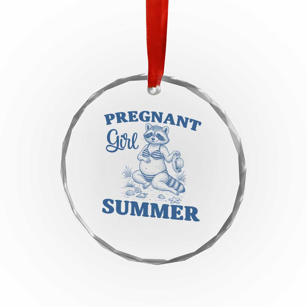 Raccoon Pregnancy Announcement Crystal Glass Ornament Summer Beach Mom To Be Gift
