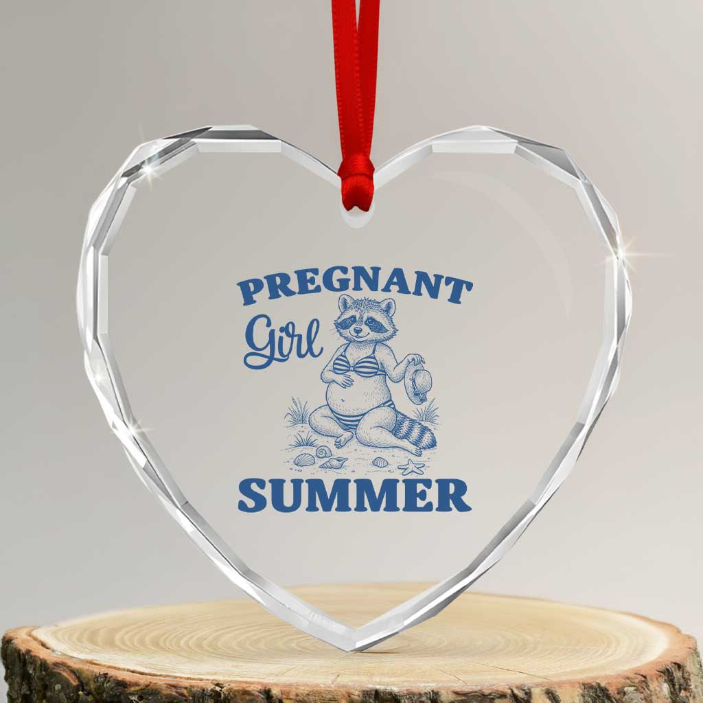 Raccoon Pregnancy Announcement Heart Crystal Glass Ornament Summer Beach Mom To Be Gift TS12 Transparent Glass 3'' Heart Print Your Wear