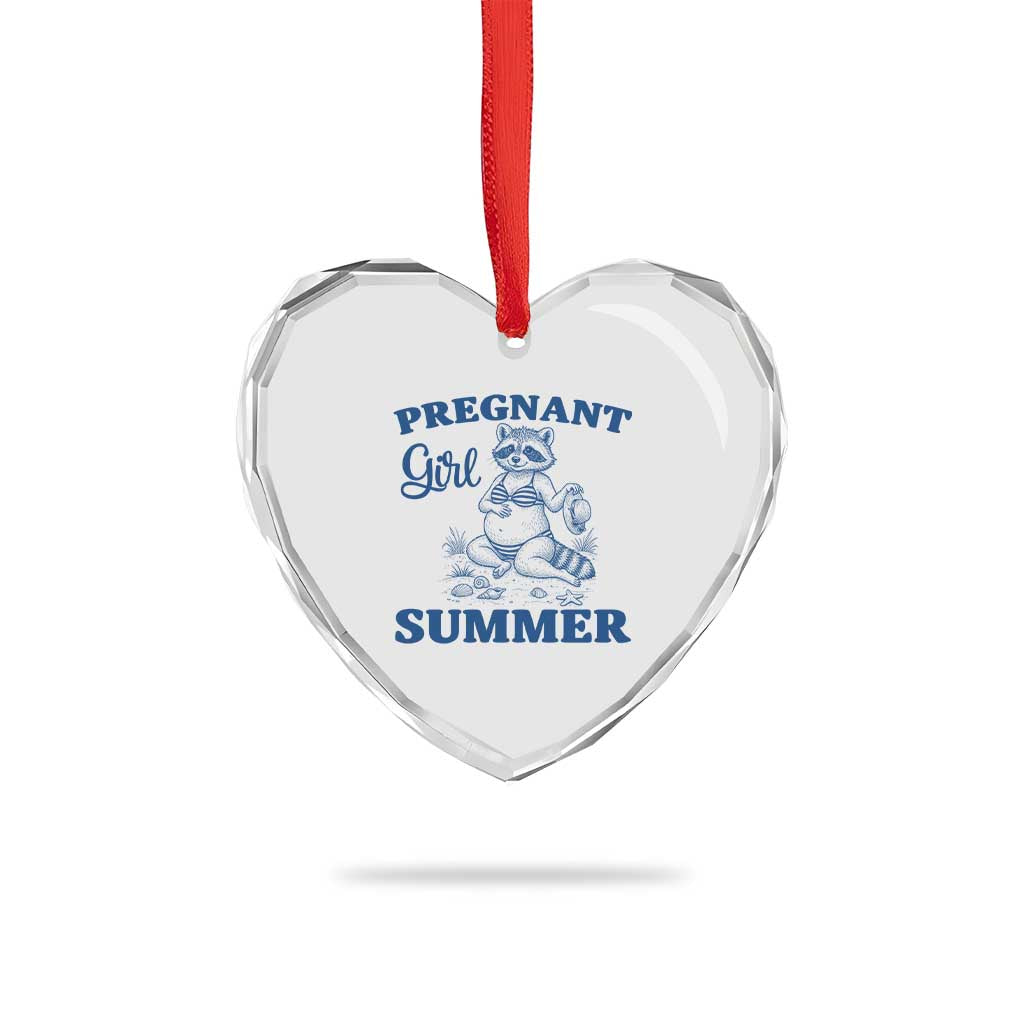 Raccoon Pregnancy Announcement Heart Crystal Glass Ornament Summer Beach Mom To Be Gift