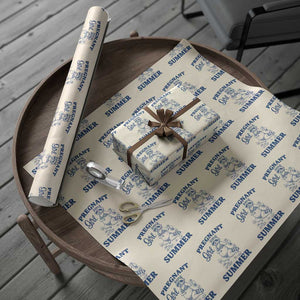 Raccoon Pregnancy Announcement Wrapping Paper Roll Summer Beach Mom To Be Gift