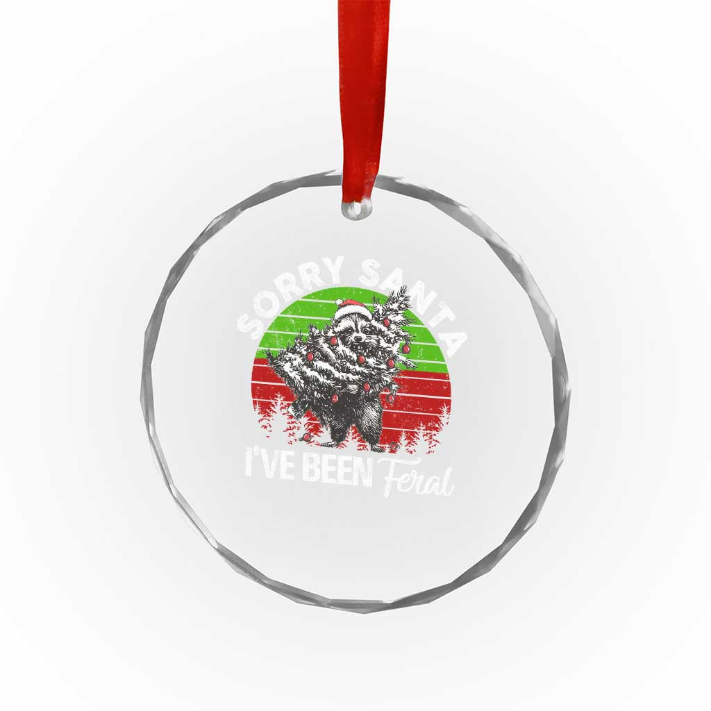 Raccoon Xmas Crystal Glass Ornament Sorry Santa I've Been Feral Retro Xmas Tree TS10 Print Your Wear