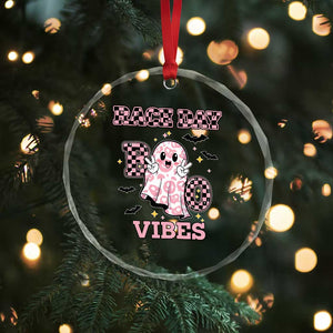Race Car Halloween Crystal Glass Ornament Boo Checkered Coquette Bow TS14 Print Your Wear