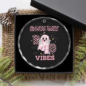 Race Car Halloween Crystal Glass Ornament Boo Checkered Coquette Bow TS14 Print Your Wear