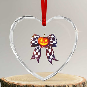 Race Car Halloween Heart Crystal Glass Ornament Pumpkin Checkered Coquette Bow TS14 Transparent Glass 3'' Heart Print Your Wear