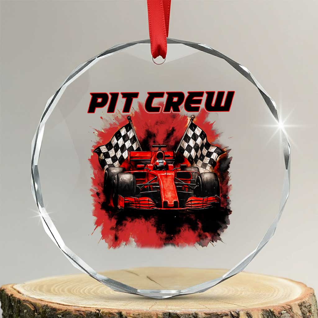 Racing Car Checkered Flag Crystal Glass Ornament Pit Crew Race Car TS14 Transparent Glass 3'' Circle Print Your Wear