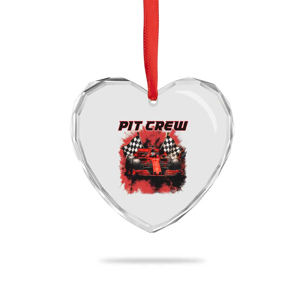 Racing Car Checkered Flag Heart Crystal Glass Ornament Pit Crew Race Car TS14 Print Your Wear