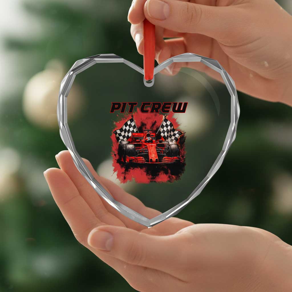 Racing Car Checkered Flag Heart Crystal Glass Ornament Pit Crew Race Car TS14 Print Your Wear