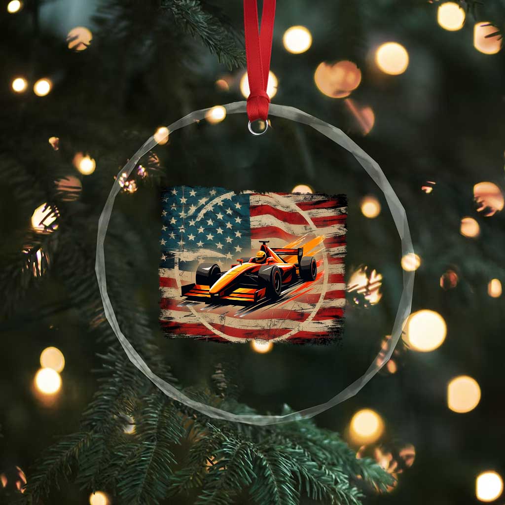 Racing Car Crystal Glass Ornament Patriotic American Flag Race TS14 Print Your Wear