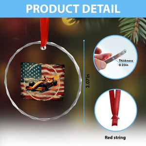 Racing Car Crystal Glass Ornament Patriotic American Flag Race TS14 Print Your Wear