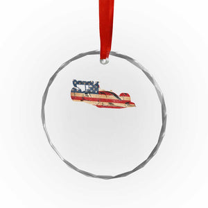 Racing Car Crystal Glass Ornament Retro Style Vintage American Flag TS10 Print Your Wear