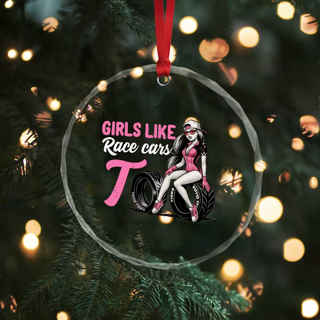 Racing Car Girl Crystal Glass Ornament Girls Like Race Cars Too TS14 Print Your Wear