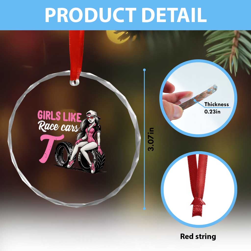 Racing Car Girl Crystal Glass Ornament Girls Like Race Cars Too TS14 Print Your Wear