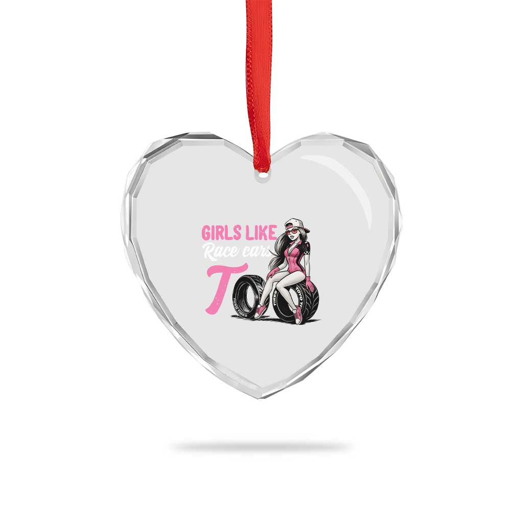 Racing Car Girl Heart Crystal Glass Ornament Girls Like Race Cars Too TS14 Print Your Wear