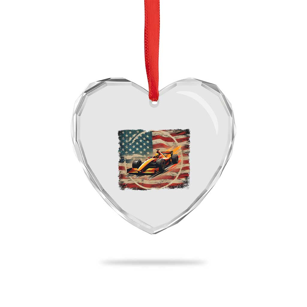 Racing Car Heart Crystal Glass Ornament Patriotic American Flag Race TS14 Print Your Wear