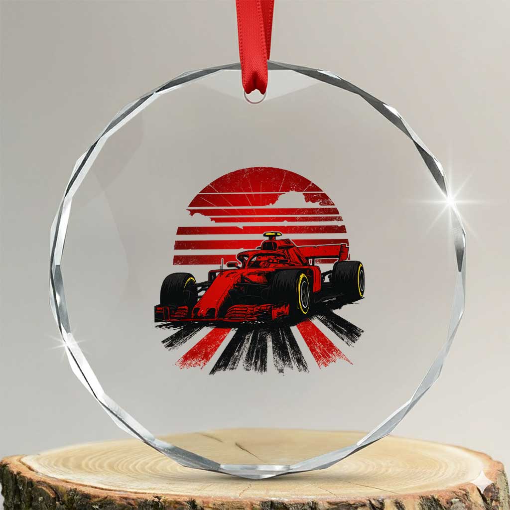 Racing Car Red Speed Motorsport Crystal Glass Ornament TS14 Transparent Glass 3'' Circle Print Your Wear