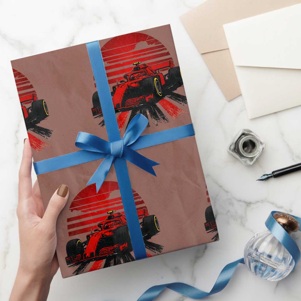 Racing Car Red Speed Motorsport Wrapping Paper Roll TS14 Mocha Print Your Wear