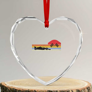 Racing Car Retro Style Vintage Heart Crystal Glass Ornament TS14 Transparent Glass 3'' Heart Print Your Wear