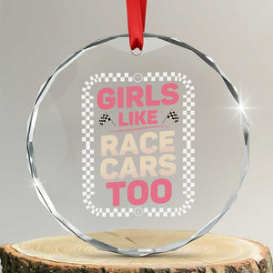 Racing Girl Crystal Glass Ornament Girls Like Race Cars Too TS14 Transparent Glass 3'' Circle Print Your Wear