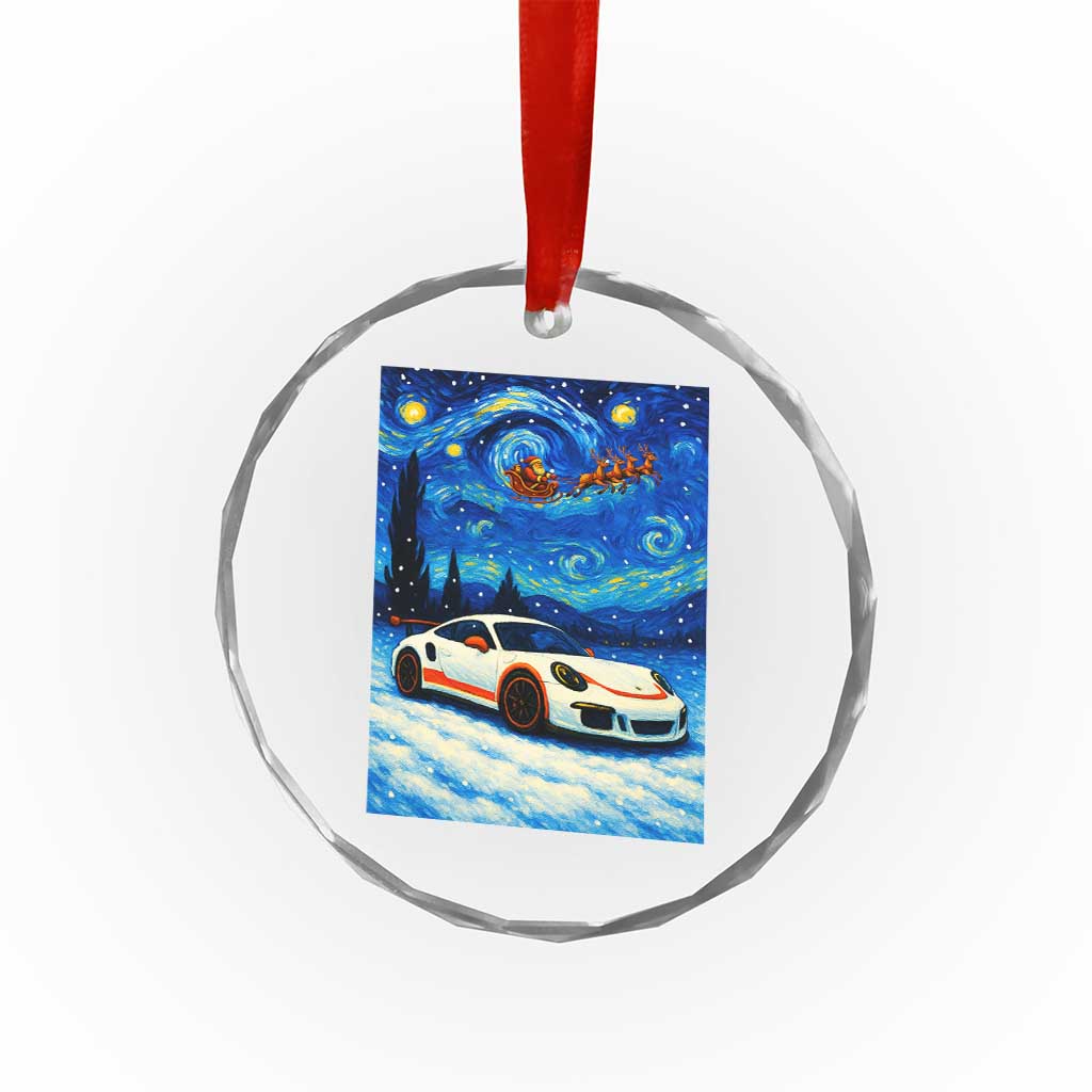 Racing Sports Car Crystal Glass Ornament Porsche 911 Starry Night Racing Silhouette TS14 Transparent Glass 3'' Circle Print Your Wear