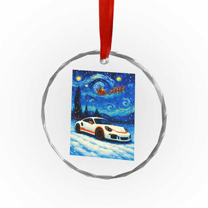 Racing Sports Car Crystal Glass Ornament Porsche 911 Starry Night Racing Silhouette TS14 Transparent Glass 3'' Circle Print Your Wear
