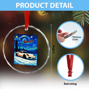 Racing Sports Car Crystal Glass Ornament Starry Night Racing Silhouette TS14 Print Your Wear