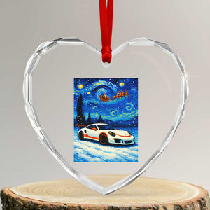 Racing Sports Car Heart Crystal Glass Ornament Starry Night Racing Silhouette TS14 Transparent Glass 3'' Heart Print Your Wear