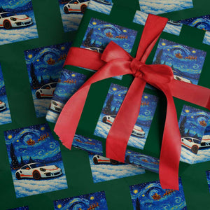Racing Sports Car Wrapping Paper Roll Starry Night Racing Silhouette TS14 Green Print Your Wear