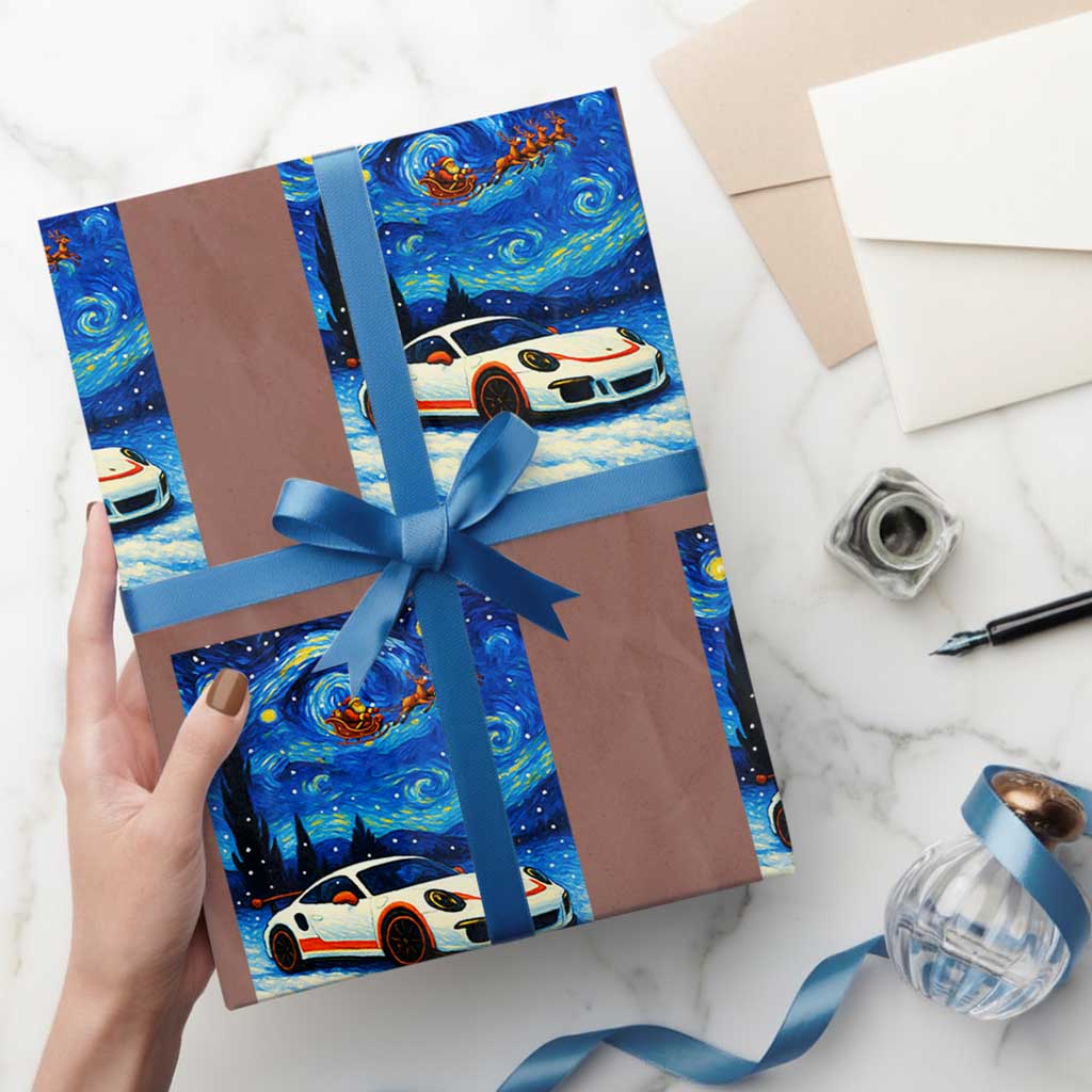 Racing Sports Car Wrapping Paper Roll Starry Night Racing Silhouette TS14 Mocha Print Your Wear