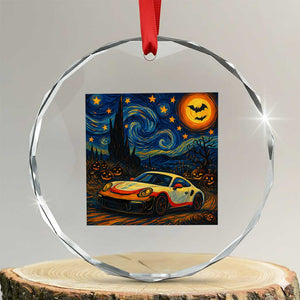 Racing Sports Crystal Glass Ornament Starry Night 911 Silhouette Halloween TS14 Transparent Glass 3'' Circle Print Your Wear
