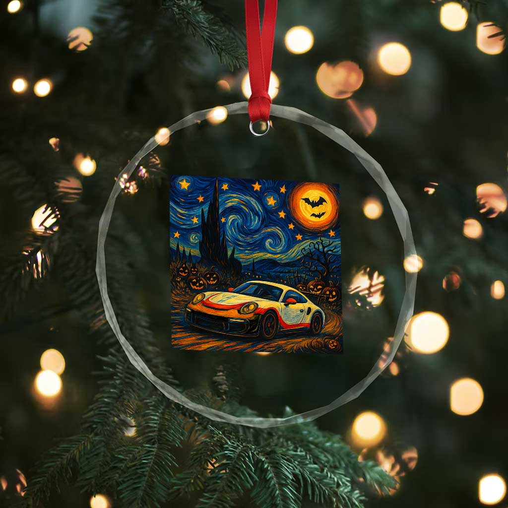 Racing Sports Crystal Glass Ornament Starry Night 911 Silhouette Halloween TS14 Print Your Wear