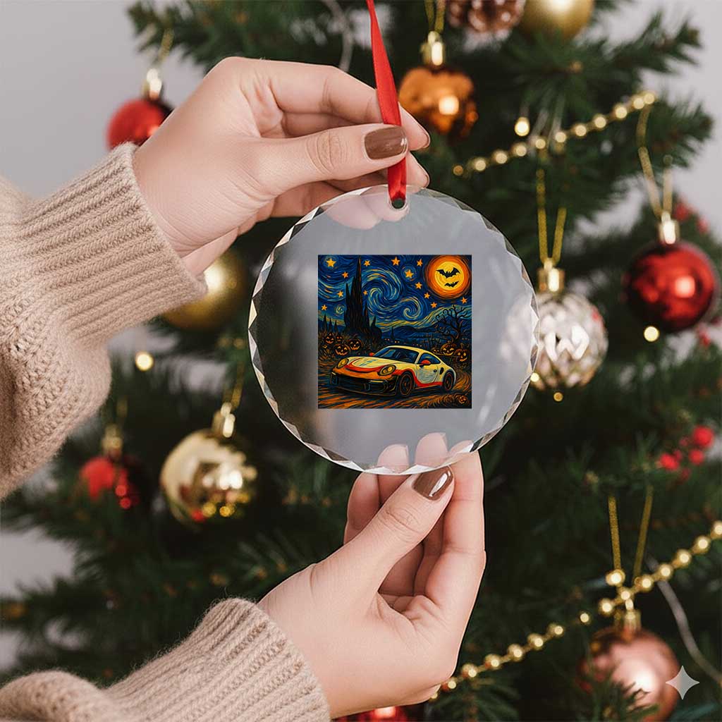 Racing Sports Crystal Glass Ornament Starry Night 911 Silhouette Halloween TS14 Print Your Wear