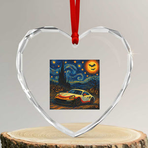 Racing Sports Heart Crystal Glass Ornament Starry Night 911 Silhouette Halloween TS14 Transparent Glass 3'' Heart Print Your Wear