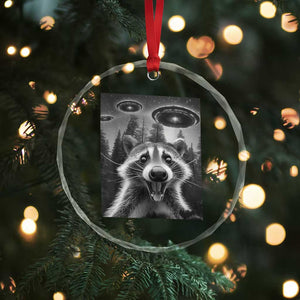 Racoon Meme Crystal Glass Ornament Selfie With Alien UFO TS10 Print Your Wear