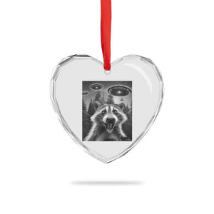 Racoon Meme Heart Crystal Glass Ornament Selfie With Alien UFO TS10 Print Your Wear