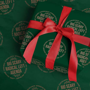 Radical Left Agenda Political Wrapping Paper Roll Equality Justice Climate Rights Liberal Satire TS10 Green Print Your Wear