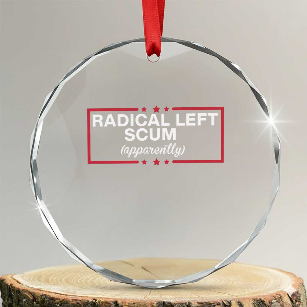 Radical Left Scum Crystal Glass Ornament Political Sarcastic Quote TS14 Transparent Glass 3'' Circle Print Your Wear