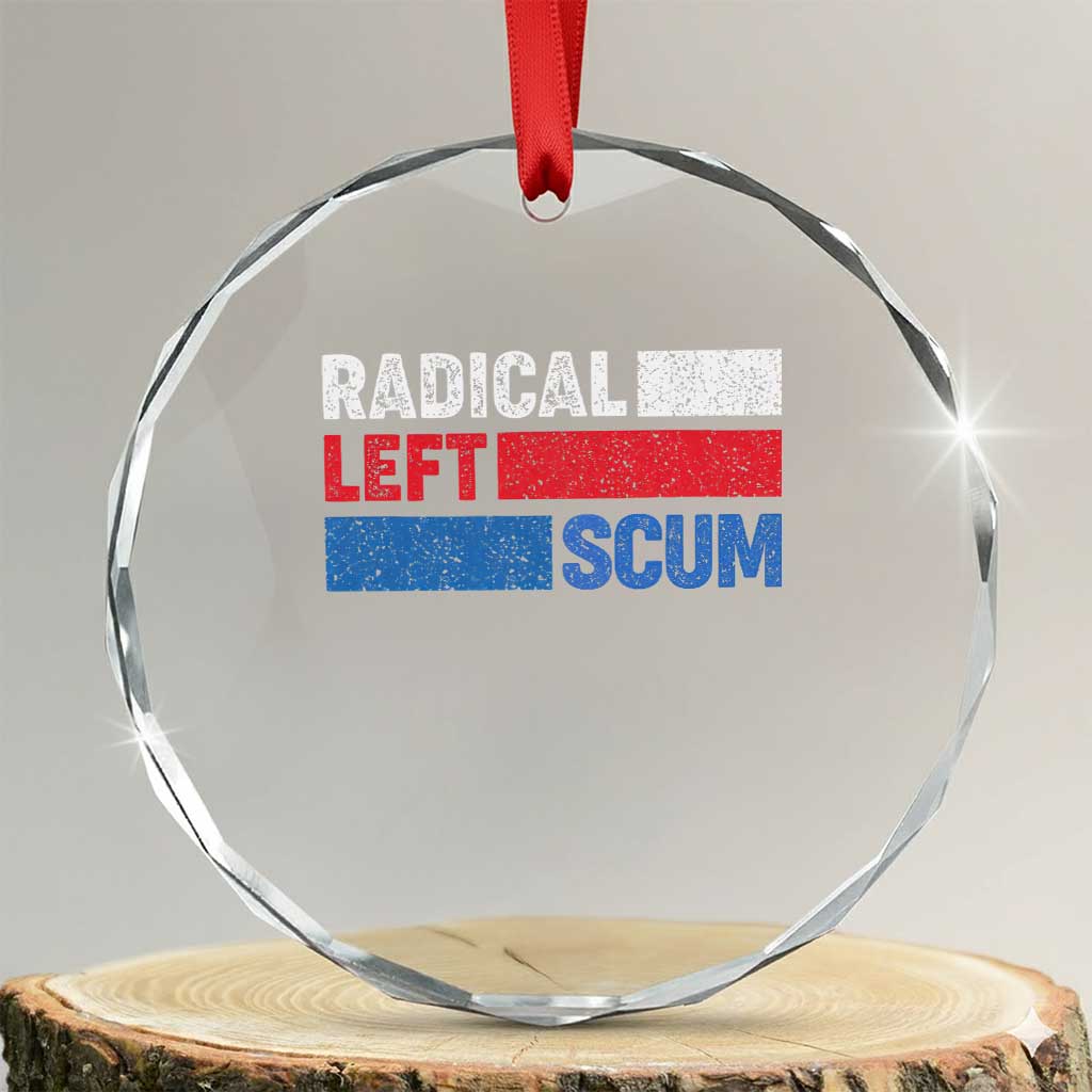 Radical Left Scum Crystal Glass Ornament Sarcastic Political Quote American Flag TS14 Transparent Glass 3'' Circle Print Your Wear