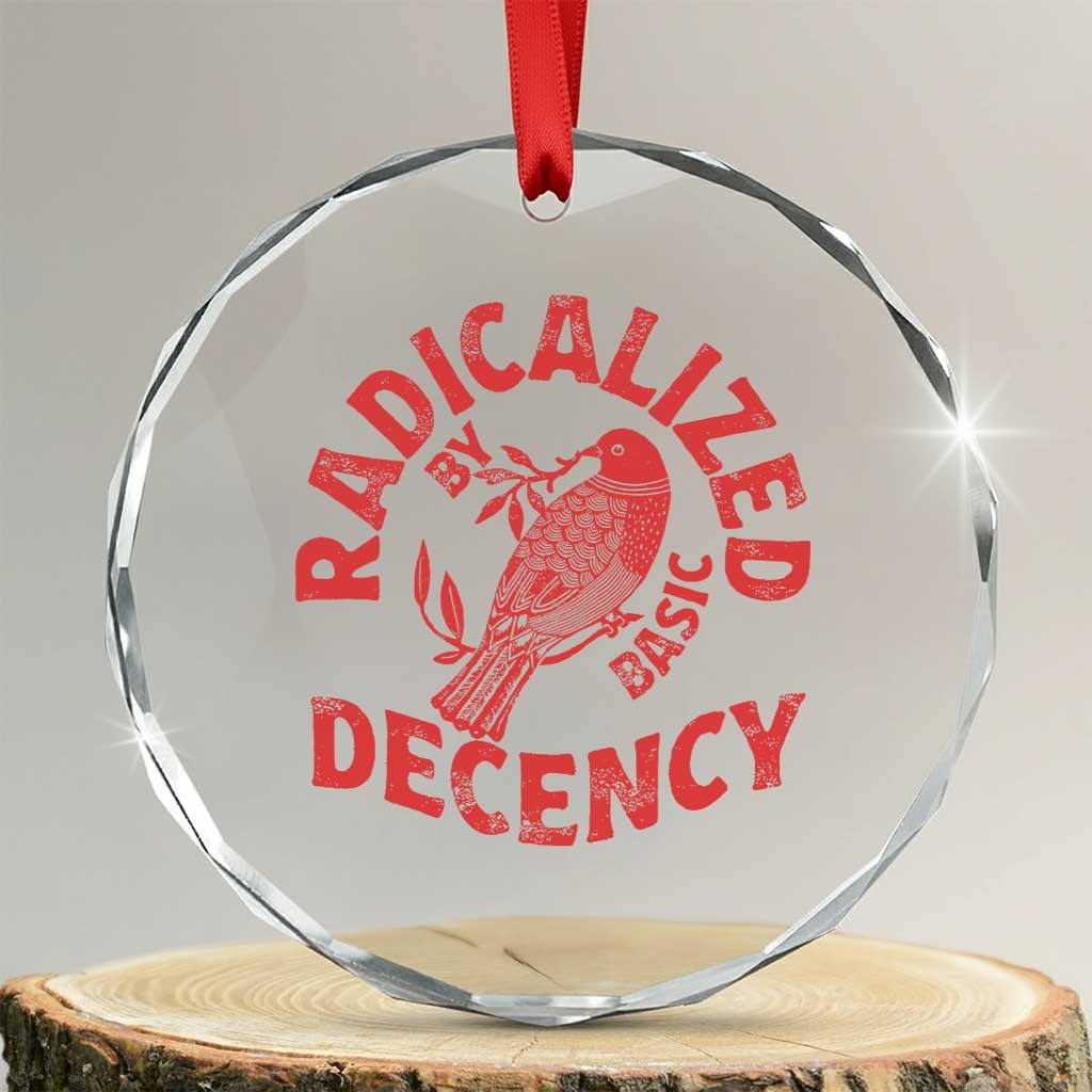 Radicalized By Basic Decency Crystal Glass Ornament Feminist Activist TS11 Transparent Glass 3'' Circle Print Your Wear