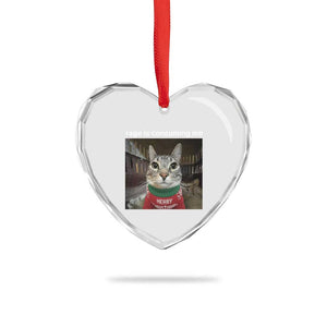 Rage Is Consuming Me Christmas Heart Crystal Glass Ornament Funny Silly Staring Cat Meme Xmas Ugly Sweater TS11 Print Your Wear