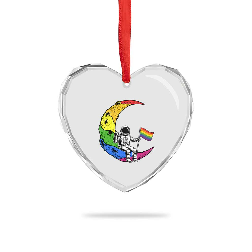 Rainbow Astronaut On The Moon LGBT Heart Crystal Glass Ornament Spaceman Pride Month TS12 Print Your Wear