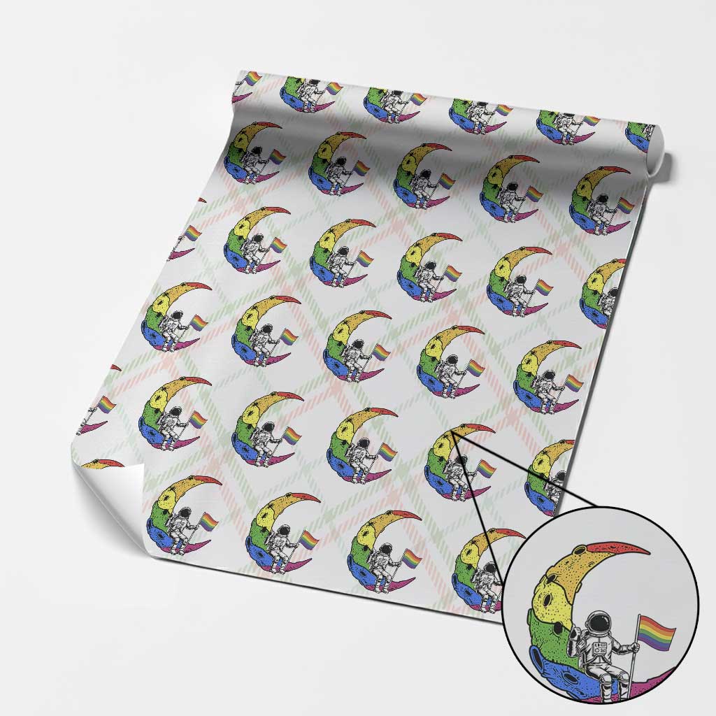 Rainbow Astronaut On The Moon LGBT Wrapping Paper Roll Spaceman Pride Month TS12 Christmas Plaid Print Your Wear