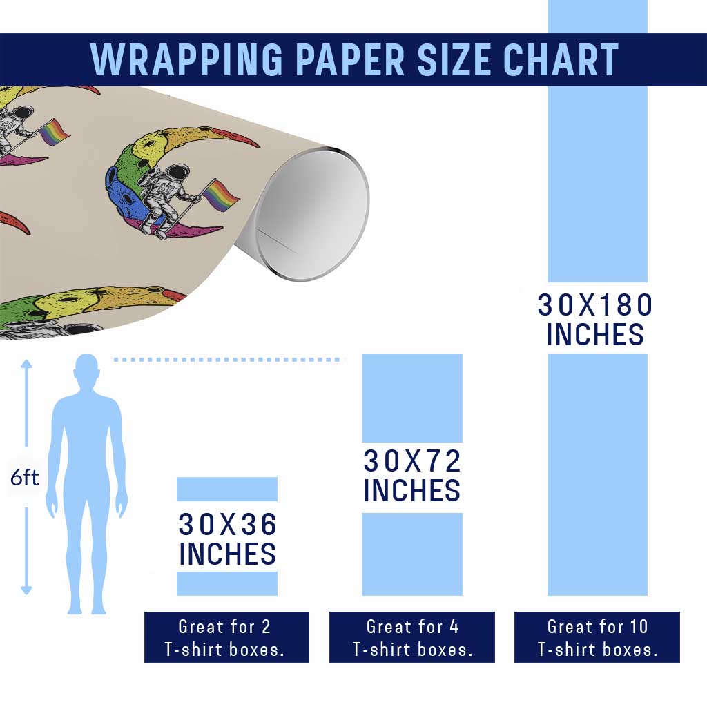 Rainbow Astronaut On The Moon LGBT Wrapping Paper Roll Spaceman Pride Month TS12 Print Your Wear