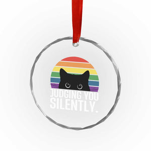 Rainbow Black Cat LGBT Pride Crystal Glass Ornament Judging You Silently TS14 Print Your Wear