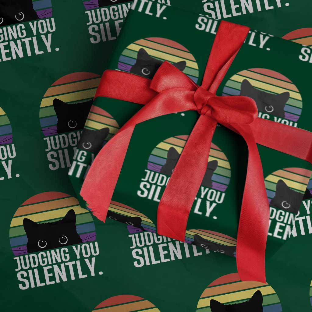 Rainbow Black Cat LGBT Pride Wrapping Paper Roll Judging You Silently