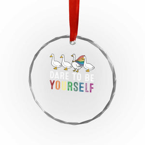 Rainbow Goose Dare to Be Yourself LGBTQ Pride Crystal Glass Ornament TS10 Print Your Wear