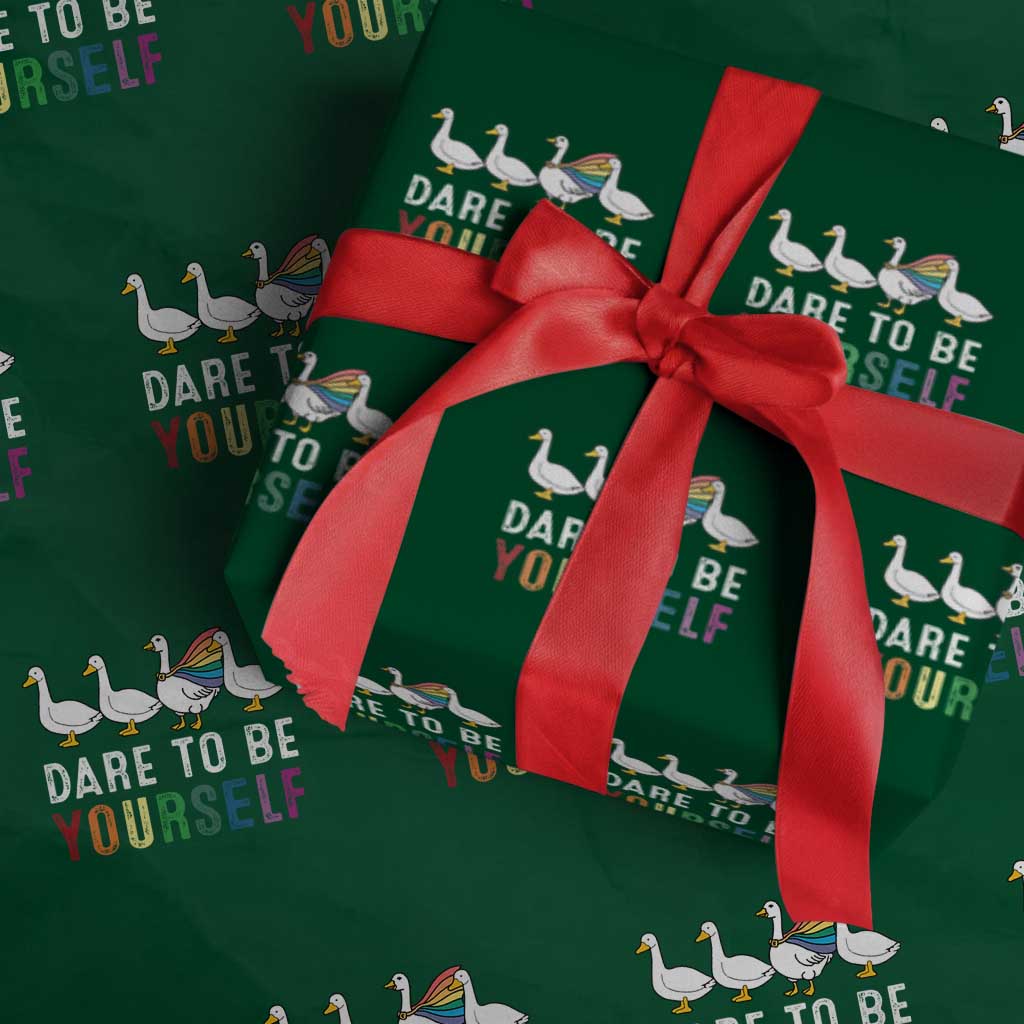 Rainbow Goose Dare to Be Yourself LGBTQ Pride Wrapping Paper Roll TS10 Green Print Your Wear