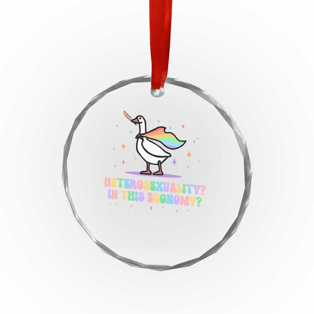 Rainbow Goose Heterosexuality in This Economy Crystal Glass Ornament LGBTQ Lesbian Pride TS10 Print Your Wear